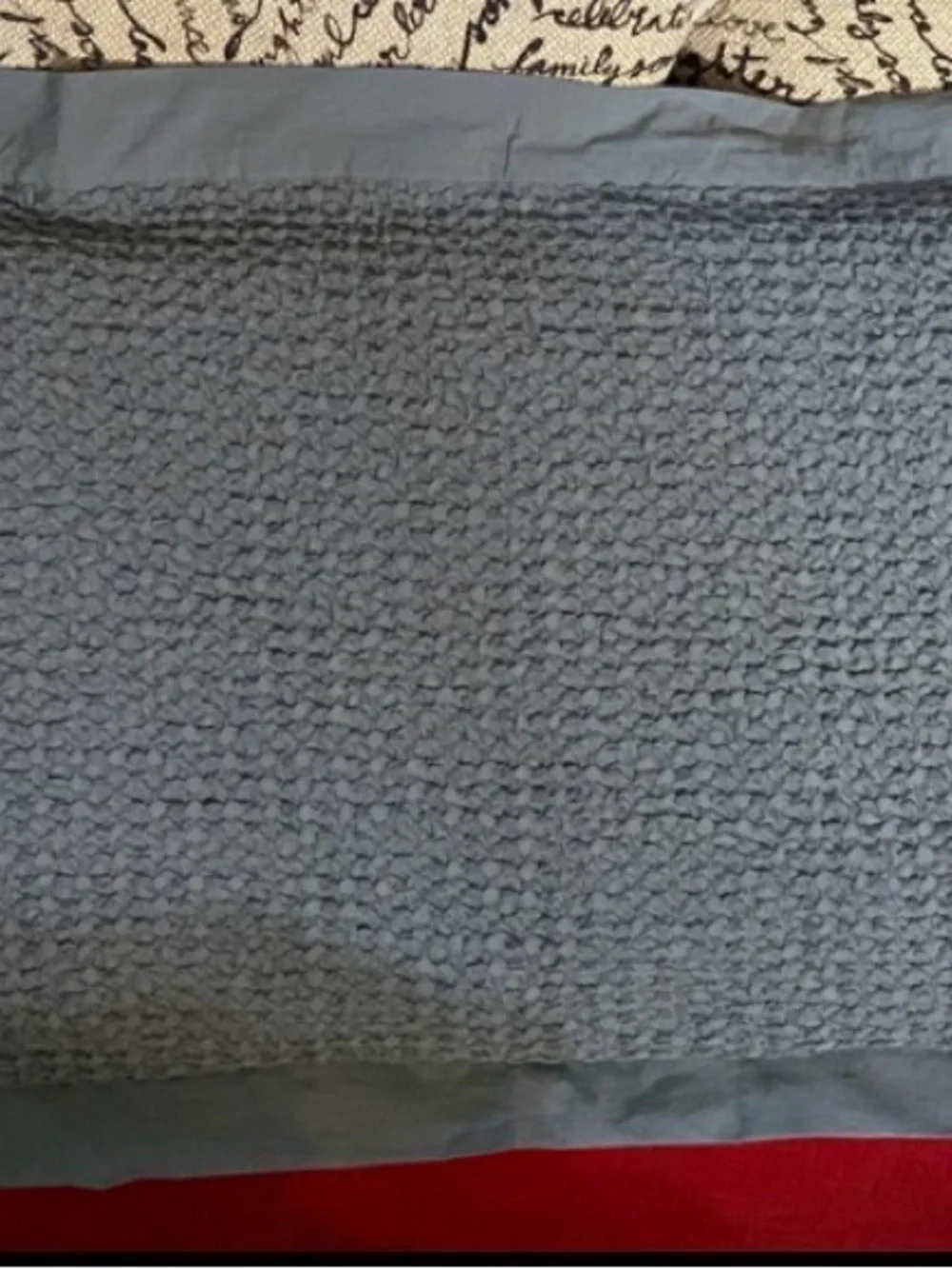 Crate&Barrel Organic Cotton Waffle Shadow King Pillow Sham, Smoke Blue, Sz 20x36